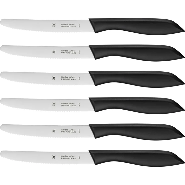 WMF 'Classic Line' Frühstücksmesser Set 6-teilig, Wellenschliff, Spezialklingenstahl, Kunststoffgriff schwarz, 23 cm – Bild 1