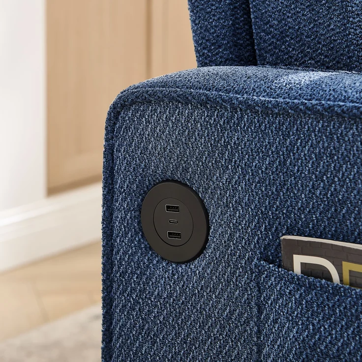 ZUBALIYA Sofa mit USB - Anschluss, für Wohnzimmer und Apartments, mit stabilem Untergestell, für den täglichen Gebrauch, Blau – Bild 5