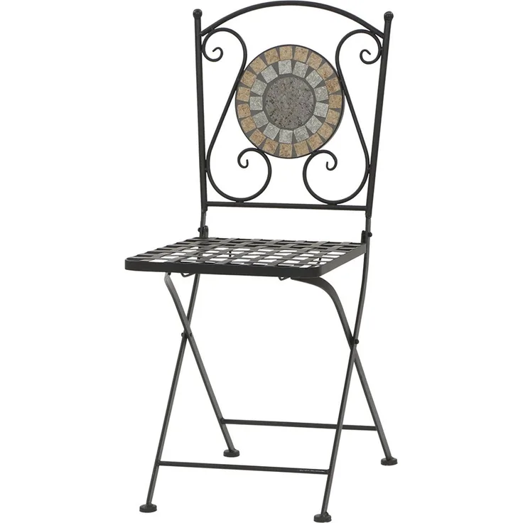 SIENA GARDEN Klappstuhl Prato 37x36x90 cm schwarz klappbar Keramik in Mosaikoptik