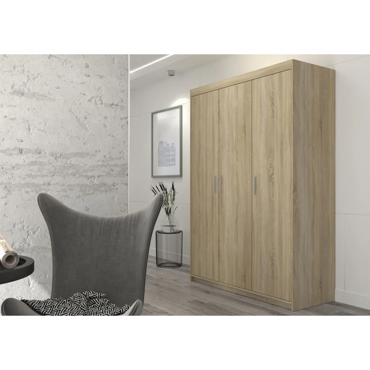 AX LIVING Storicos 3T 3 türig Kleiderschrank Eiche Sonoma 133 cm breit – Bild 2