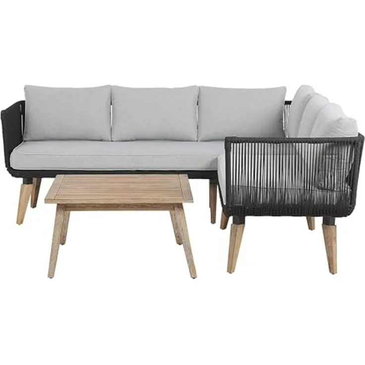 Beliani 'ALCAMO' Ecksofa Lounge Set, Akazienholz Schwarz