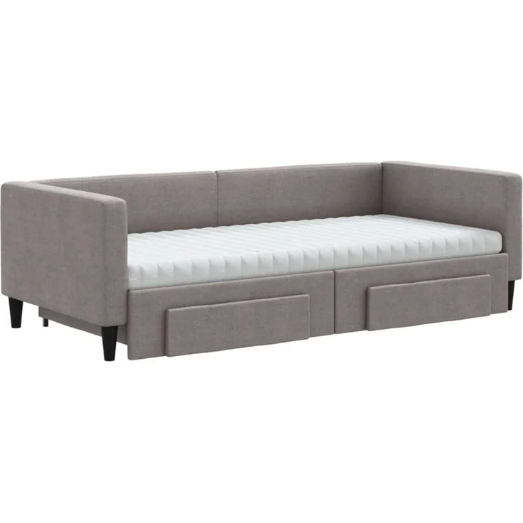 vidaXL Tagesbett Ausziehbar mit Schubladen Taupe 90x200 cm Stoff 3196635 – Bild 3