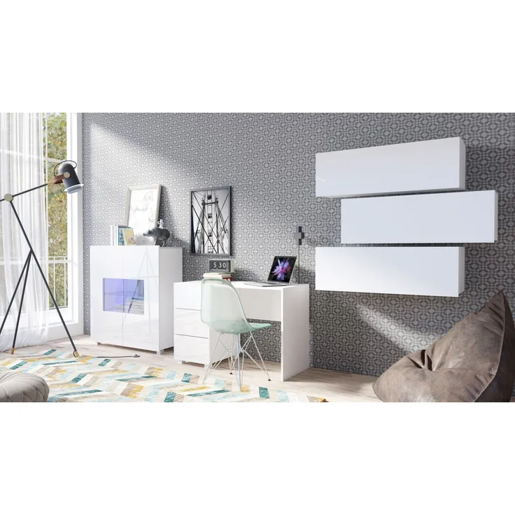 5-tlg. Jugendzimmer-Set 'LABRI 2' Weiß Hochglanz
