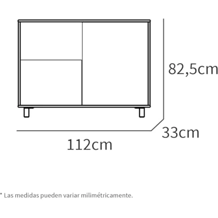 Muebles Pitarch | Sideboard für Wohn- und Esszimmer, Buffet, Möbelstück, 2 Türen und 1 Fach, mit Beinen, Weiß und Eiche Cambrian, 82,5 x 112 x 33 cm, Moderner Eingangsbereich, Tibet Kollektion – Bild 3