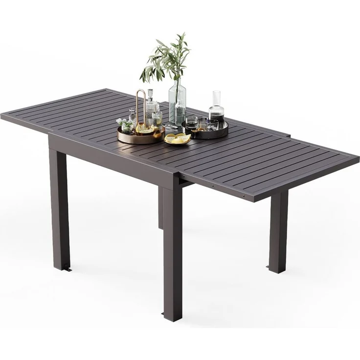 HOMALL Gartentisch Balkontisch, Aluminium Ausziehtisch für 6-10 Personen, bis 120kg (Ausziehbarer Tisch aus Aluminium, erhältlich in den Größen 80/160 cm und 130/260 cm), Wasserfestes, rostfreies und wetterbeständiges Aluminiumtisch – Bild 5