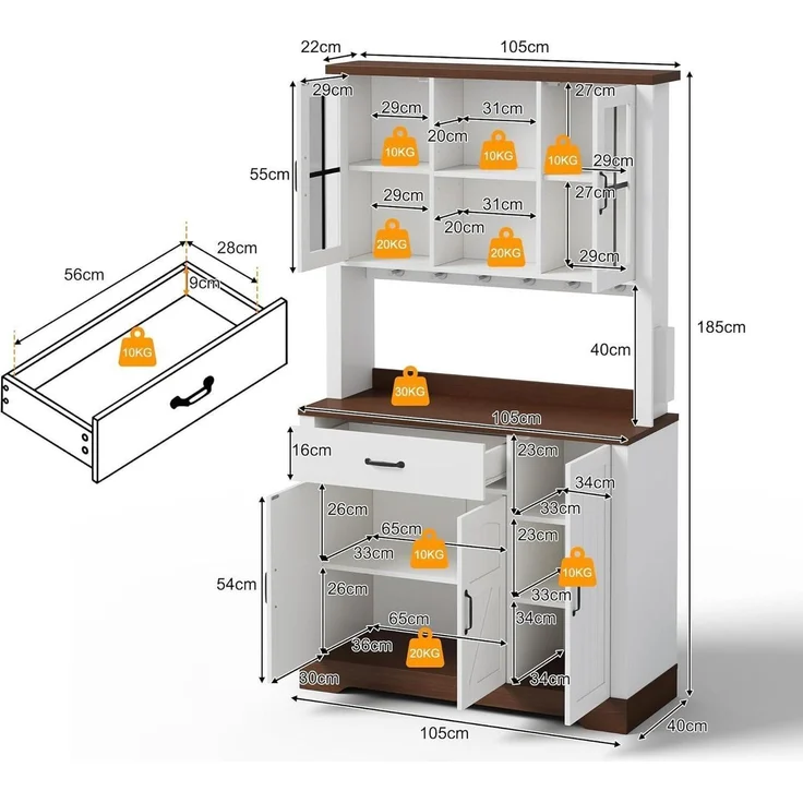Kuchenschrank Sideboard mit LED Steckdosenleiste – Bild 2