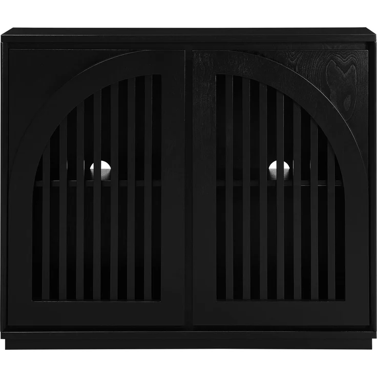Sideboard mit geriffelten Fronten und Kabelöffnungen, H 82,5 x T 99,06 x B 23,5 cm, Schwarz – Bild 7