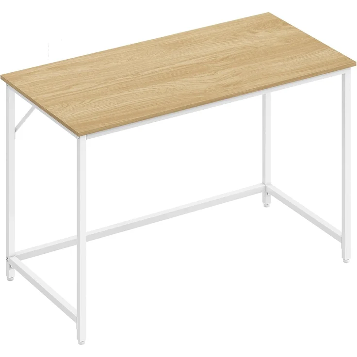 Vasagle Schreibtisch, Computertisch, Bürotisch, für Arbeitszimmer, Schlafzimmer, 60 x 120 x 76 cm, moderner Stil, Metallgestell, natureichenfarben-perlweiß LWDDE039W70 – Bild 1