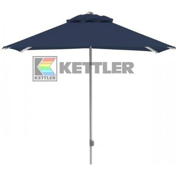 EASY PUSH Stockschirm, 200cm x 200cm, UPF 50+, mit PU-Beschichtung silber/ blau