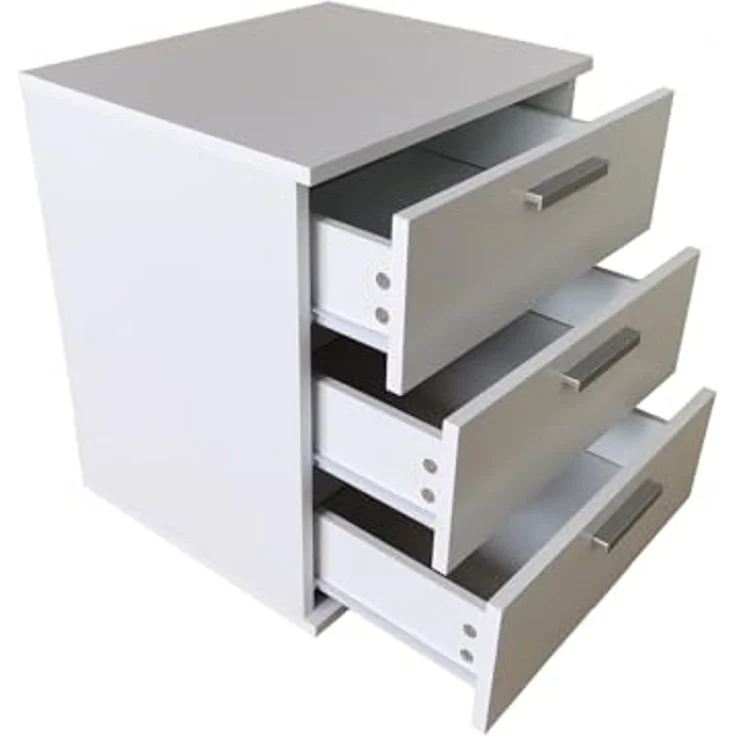 HTI-Living Nachtschrank Nachtkommode 3 Schubladen Nina Weiß (Stück, 1-St, 1 Nachtschrank) Nachtschrank Nachttisch – Bild 4