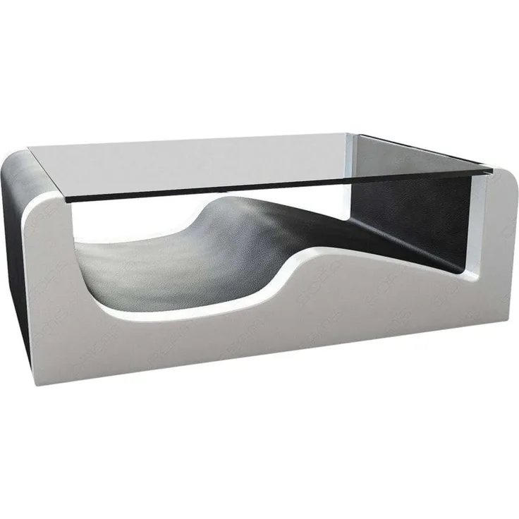 Sofa Dreams - Design Wohnzimmertisch Wave – Modern & Elegant - Kunstleder - Schwarz-Weiß