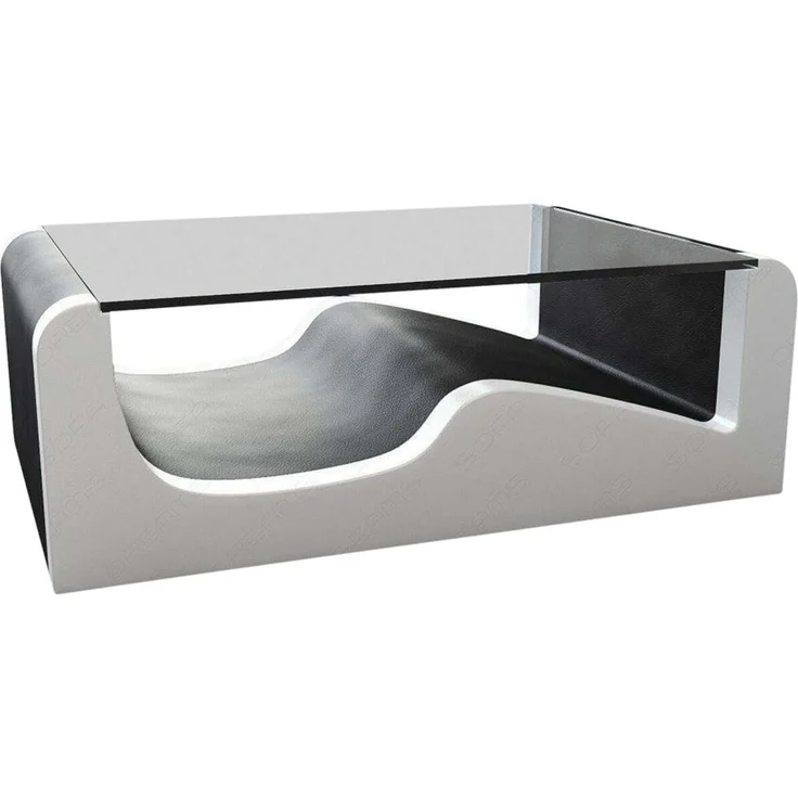 Sofa Dreams - Design Wohnzimmertisch Wave – Modern & Elegant - Kunstleder - Schwarz-Weiß – Bild 1