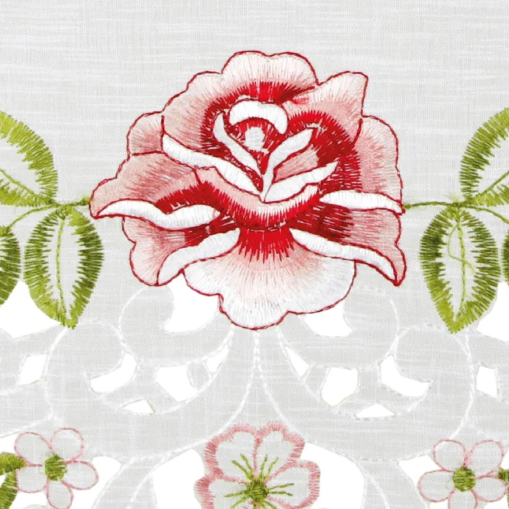 ARSVITA Fenstergardine mit Stickerei, Blumen oder Schmetterlingen bestickte 35x40cm Fensterbild, in vielen verschiedenen Designs verfügbar (Farbe: Weinrot - Grün) – Bild 8