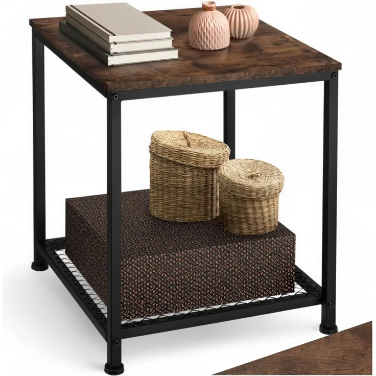 tectake Beistelltisch Derby (1-St, 1 tlg), Ablage aus MDF-Platte mit schöner Maserung