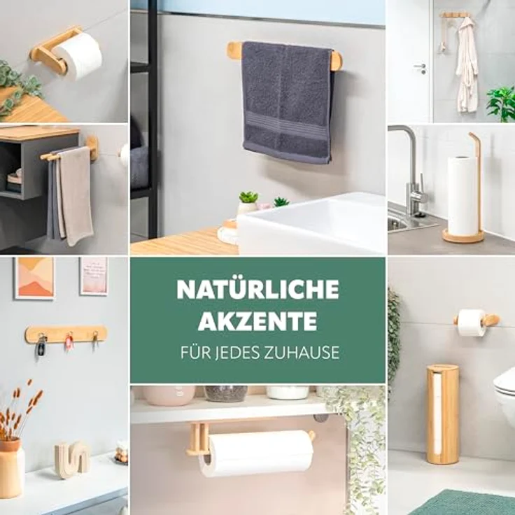 Küchenrollenhalter aus Bambus mit Schutzpads am Boden – Bild 9