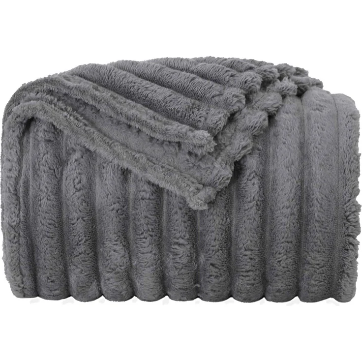 vidaXL Überwurfdecke Dunkelgrau 240 x 220 cm Fleece 42016831 – Bild 4