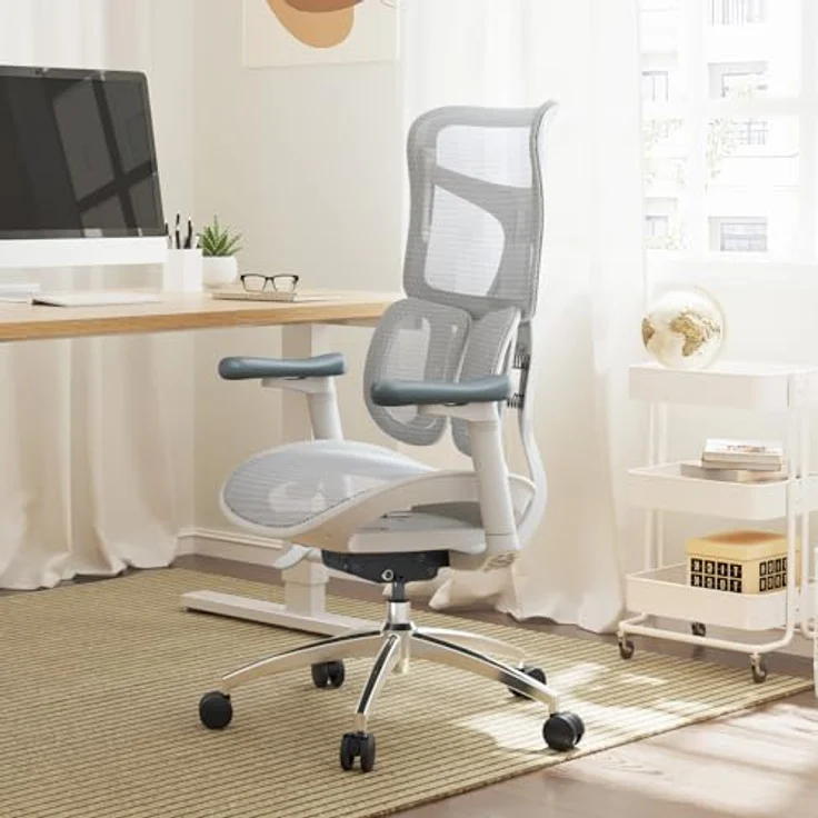 SIHOO Doro S100 Ergonomischer Bürostuhl mit dualer dynamischer Lordosenstütze, 5-fach verstellbarer Rückenlehne und 4D-Armlehnen, ideal für das Home Office (Weiß) – Bild 2