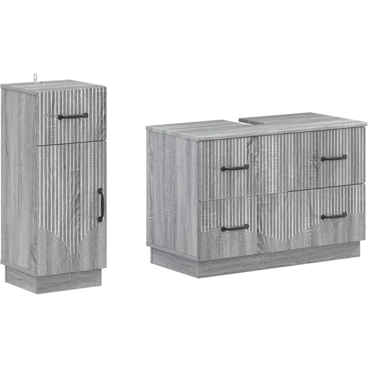 vidaXL 2-teiliges Badezimmer Schrank Set HOORN Sonoma-Grau 3417717 – Bild 1