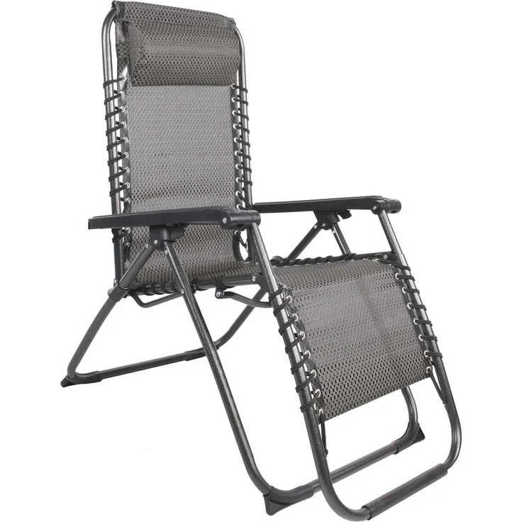 Relax Sessel m. Kopfkissen Gartenstuhl Gartenmöbel Liegesessel verstellbar schwarz/taupe