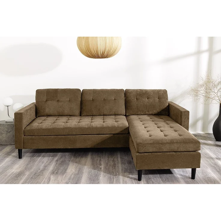 riess-ambiente Ecksofa STOCKHOLM 220cm braun · Couch mit Cordbezug und Federkern, Einzelartikel 1 Teile, 3-Sitzer in L-Form · inkl. Kissen · Ottomane rechts & links · Retro – Bild 3
