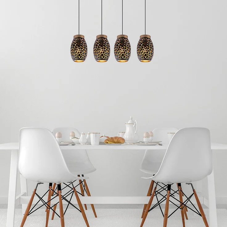 Pendelleuchte, 4 flammig, orientalisch, gold, H 120cm – Bild 8