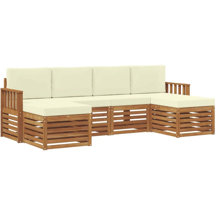 vidaXL Outdoor-Sofagarnitur 6 stk. 6-Sitzer Natur und Creme 3375240 – Bild 2