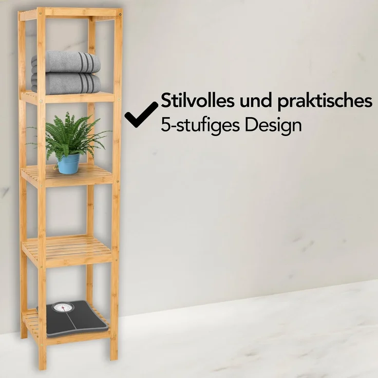 Brixy Badezimmerregal - Badezimmerschrank - 5-lagig - 141x33x33cm - Badezimmerschrank - Bambus – Bild 8