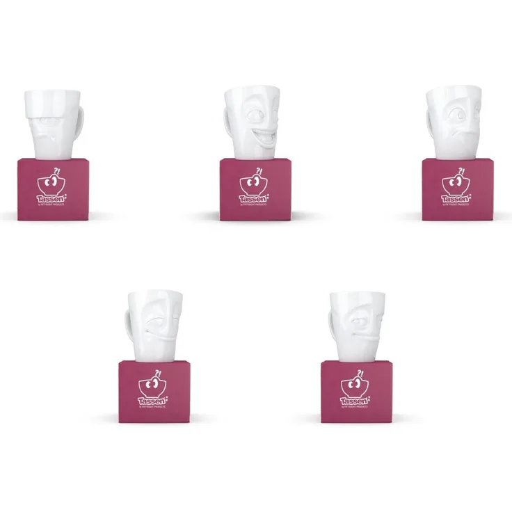5 x Henkelbecher by FIFTYEIGHT - 5 Motive - Tasse weiß