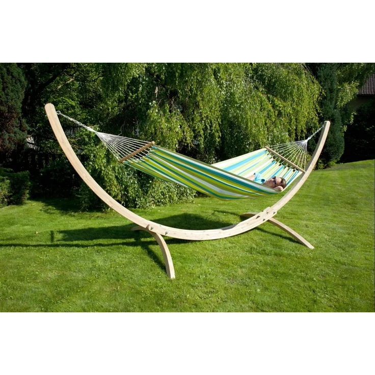 MacaMex DoppelstabHängematte Caribe Grande Beach, Baumwolle, wetterfest, grün, 130 cm x 380 cm – Bild 8