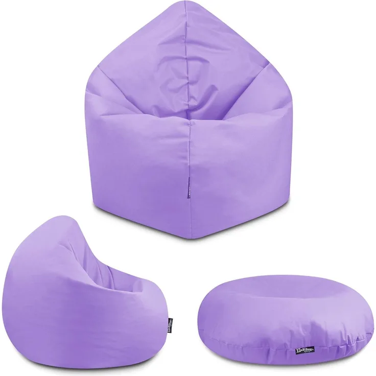 BuBiBag - 2in1 Sitzsack Bodenkissen - Outdoor Sitzsäcke Indoor Beanbag, Flieder, Ø 100,0 cm