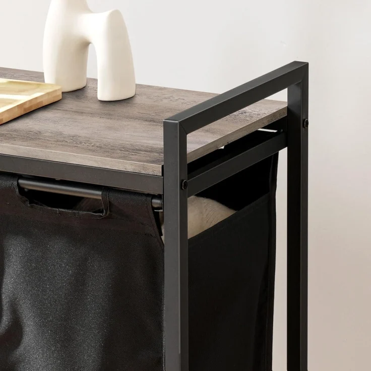 Wäschekorb mit Ablage und Rollen, 4 x 39,8 L, Oxford-Gewebe, Abnehmbar Greige – Bild 5