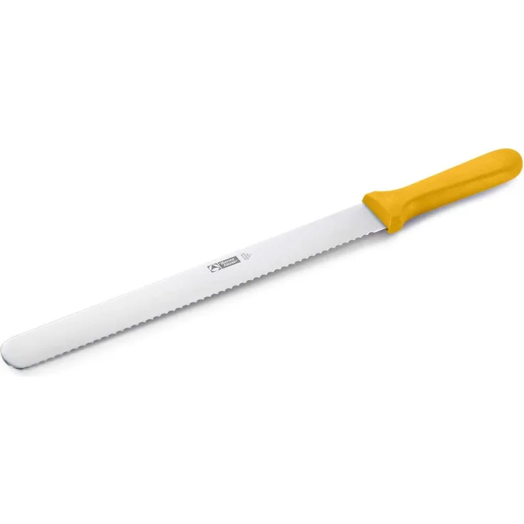 thermohauser Bäckermesser (Stahl, rostfrei), einseitiger Wellenschliff mit gelbem Kunststoffgriff, Klinge 31 cm