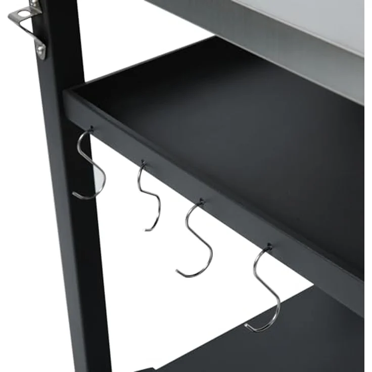 TAINO NIKAN Grillwagen Grilltisch Rollwagen Grillständer klein mit Rollen Outdoor Balkon Garten Terrasse Schwarz – Bild 5