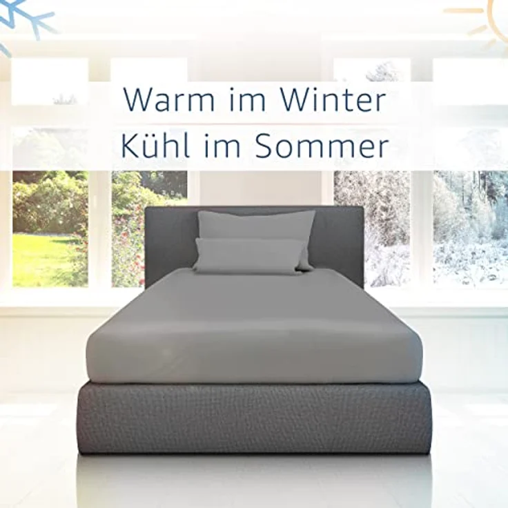 Amago - Spannbetttuch, 50 cm Steg, 100 prozent Baumwolle, 140x200 cm - Silber – Bild 7