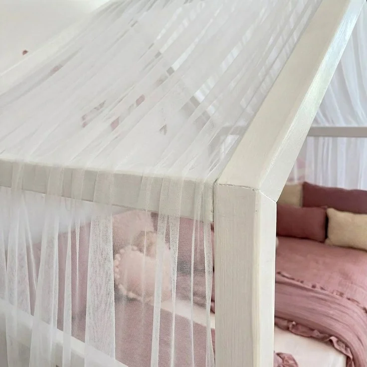Baby Fancyroom Betthimmel Premium Hausbett Himmel aus Tüll, Betthimmel für Kinderbett, Baldachin, gekräuselt – Bild 2