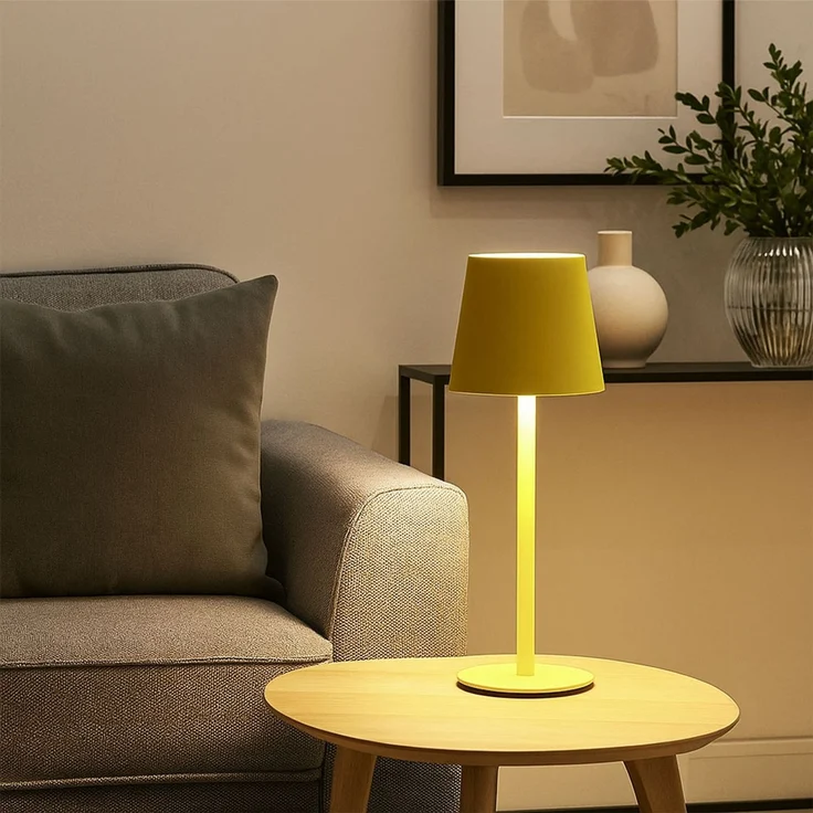 LED Tischlampe, gelb, Akku, CCT, Touchdimmer, Flaschenaufsatz – Bild 4