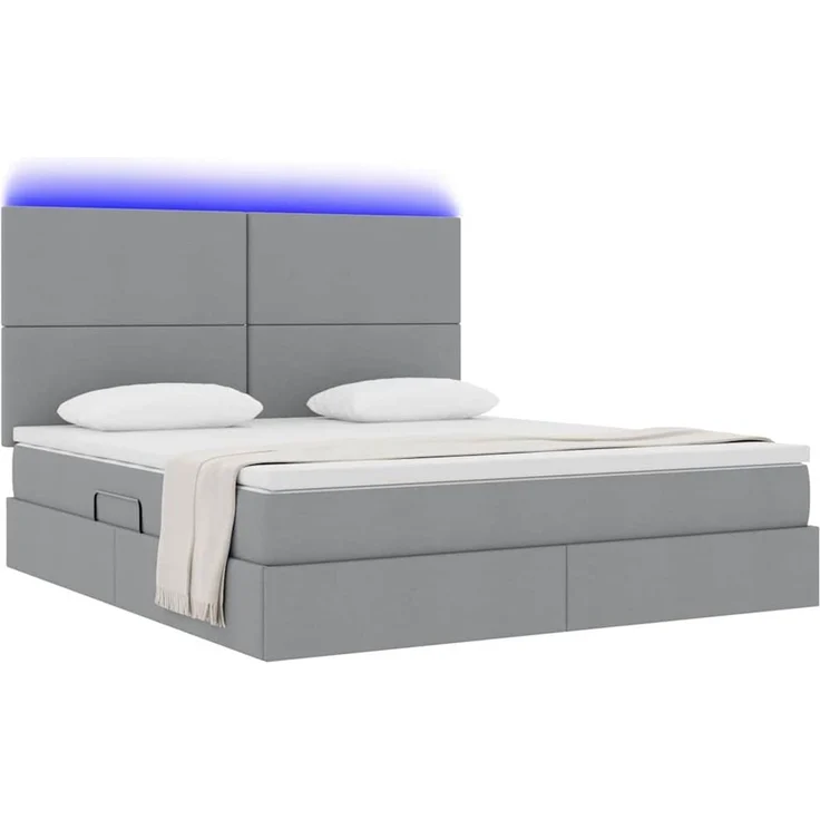 vidaXL LED-Speicherbett mit Matratze Hellgrau 160 x 200 cm Stoff 3372363 – Bild 3