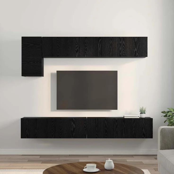 vidaXL TV-Schrankset 5 pcs Schwarz Eichen-Optik Holzwerkstoff 3393385 – Bild 3