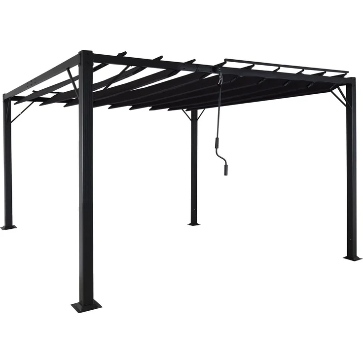 Pergola HWC-L40, Garten Lamellen-Pavillon Terrassenüberdachung, 8cm-Alu-Gestell Stoff/Textil, 3x3m anthrazit – Bild 9