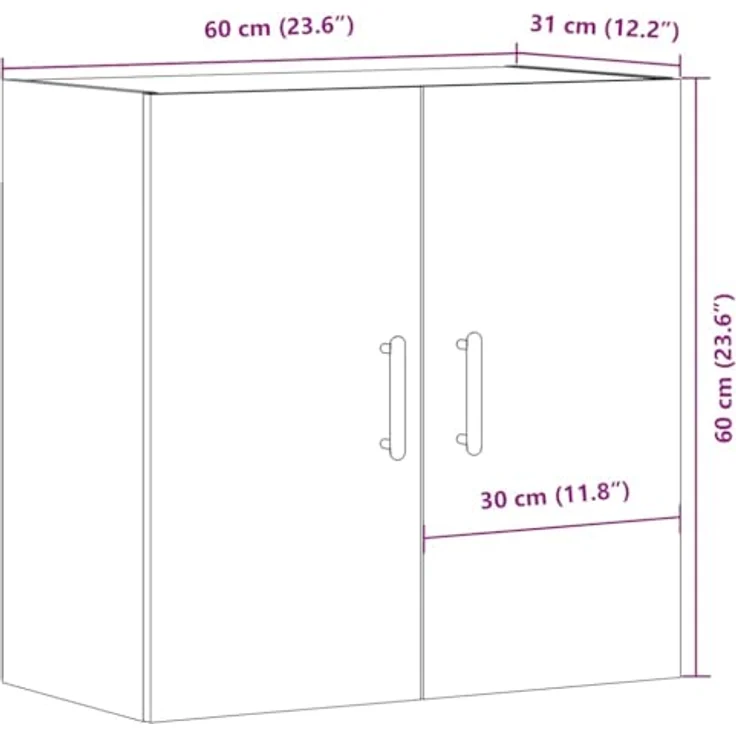 vidaXL Wandschrank Altholz-Optik 60x31x60 cm Holzwerkstoff 857304 – Bild 4