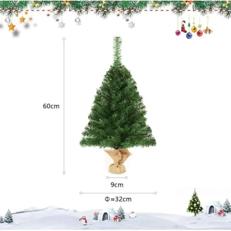 SALCAR 60 cm Kleiner künstlicher Weihnachtsbaum mit Zementbasis – Bild 4