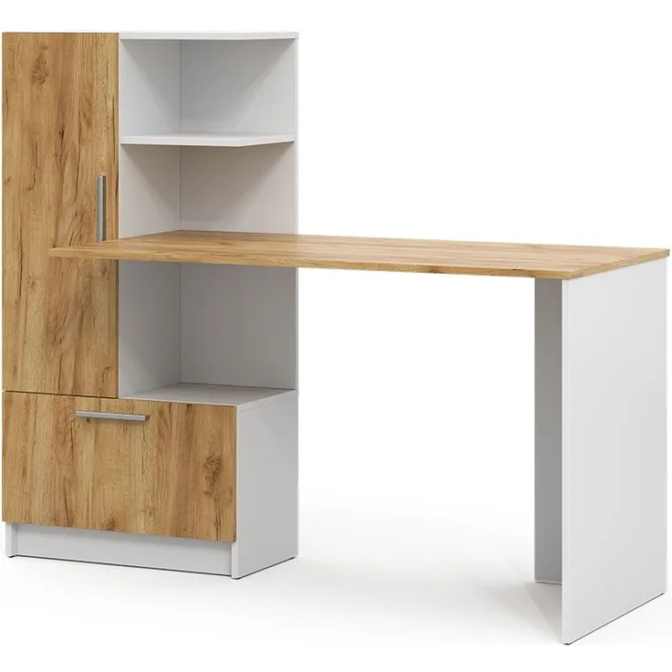 Schreibtisch Tomy Weiß/Goldkraft Eiche 150 x 59 cm Vicco