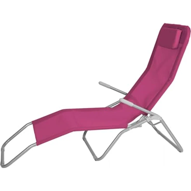 Spetebo Gartenliege Gesundheitsliege mit Kopfkissen, klappbar, 190 cm, fuchsia, witterungsbeständig – Bild 4