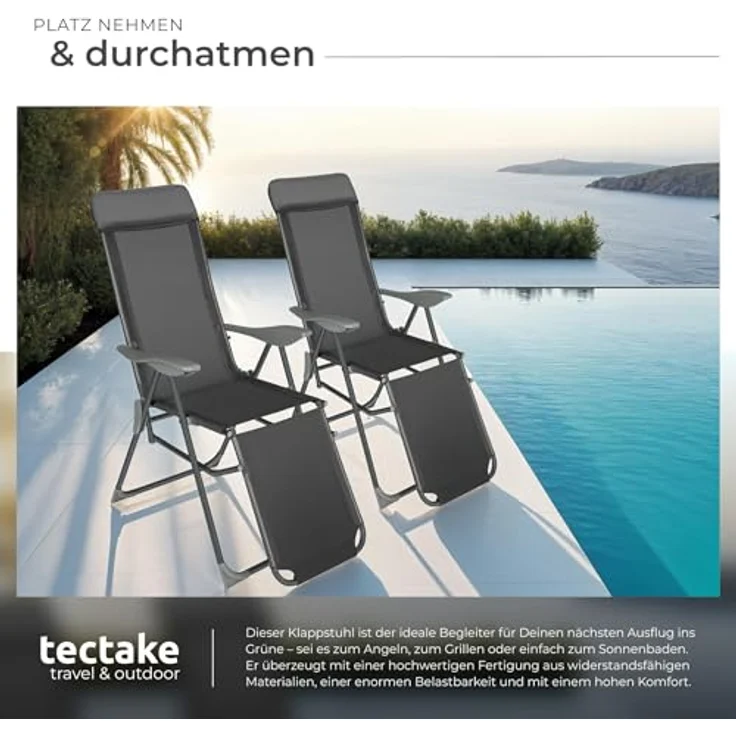 tectake Gartenstuhl 2er Set Gartenstuhl (2er Set, 2 St), klappbar – Bild 6