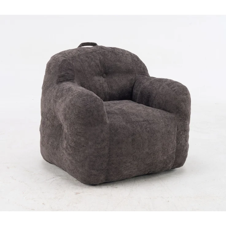DESVIAE Sitzsack Dunkelgrau aus Kunstfell – 49x45x33 cm – Armlehnen – Bild 7