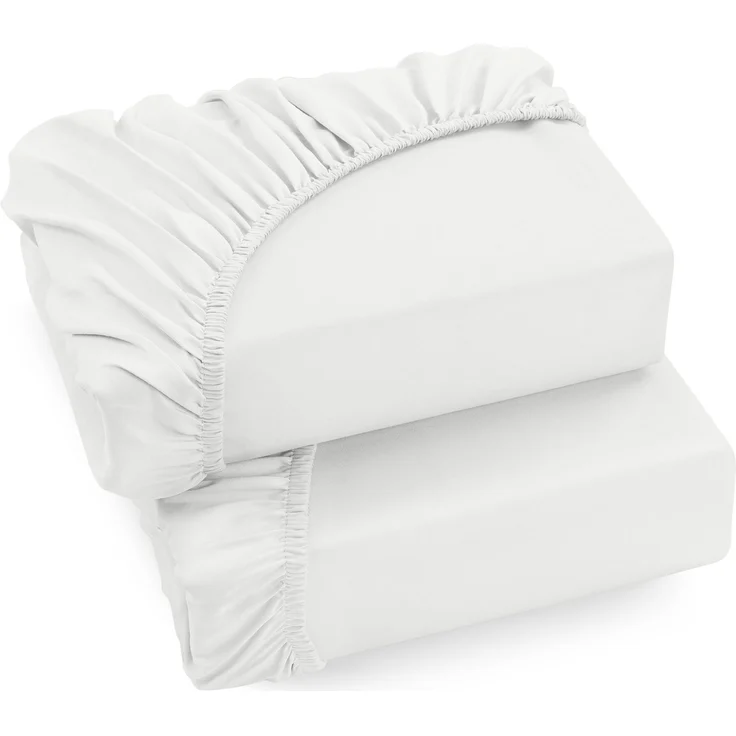 Utopia Bedding Spannbettlaken Single (2er-Pack), Weiß – tiefe Tasche 35 cm – pflegeleicht – weicher, gebürsteter Mikrofaserstoff – schrumpf- und farbbeständig – Spannbettlaken