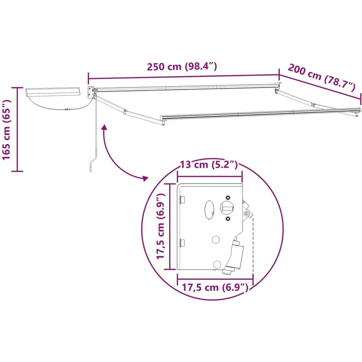 vidaXL Elektrische ausziehbare Markise Grün und Gelb 2,5 x 2 m 3420042 – Bild 11