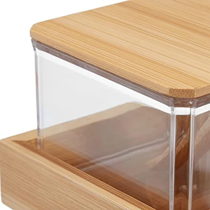 relaxdays Gewürzbehälter Set mit Löffel & Deckel, Bambus, transparent – Bild 6