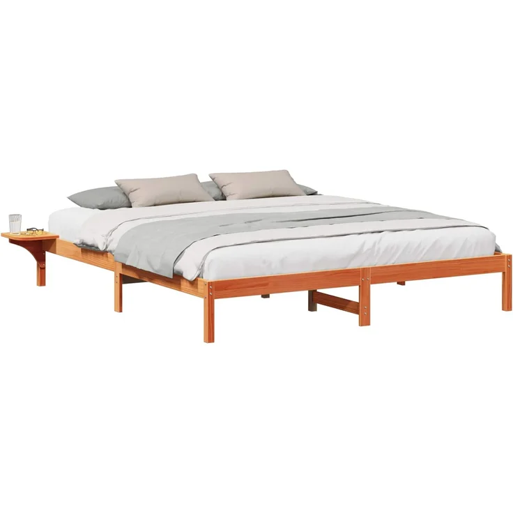 vidaXL Bettrahmen Wachsbraun 200 x 200 cm Massives Kiefernholz 873177 – Bild 2