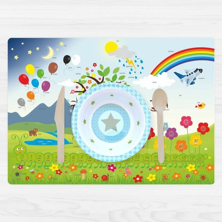 nikima Platzset stabiles Vinyl Tischset - Englisch Kinder Platzset abwaschbar, (1-St) – Bild 3